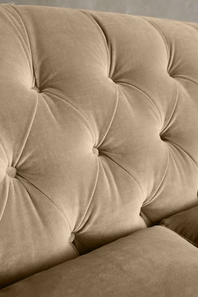 Velvet Lyre Chesterfield Sectional, Hickory #4