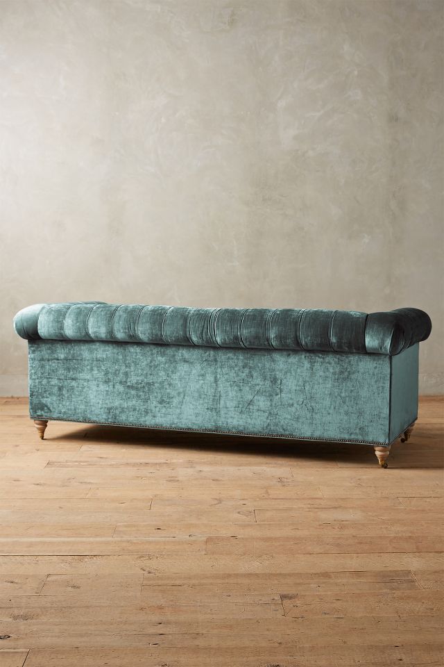 Slub Velvet Lyre Chesterfield Sofa, Wilcox #1
