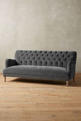 Anthropologie Velvet Orianna Sofa By  In Grey Size L