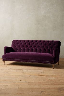 Anthropologie Velvet Orianna Sofa By  In Purple Size L