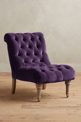 Anthropologie Velvet Orianna Slipper Chair In Blue ModeSens