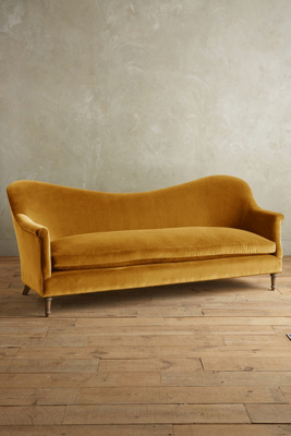 Velvet Pied-A-Terre Sofa, Wilcox By Anthropologie in Gold