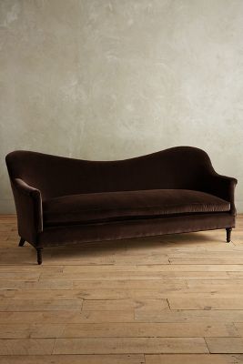 Anthropologie Velvet Pied-a-terre Sofa, Hickory In Brown