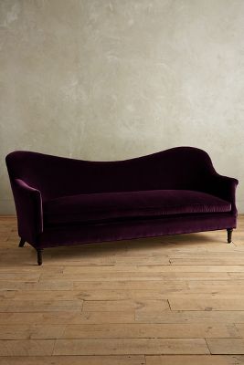Anthropologie Velvet Pied-a-terre Sofa, Hickory In Purple
