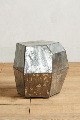 Faceted Mirror Side Table