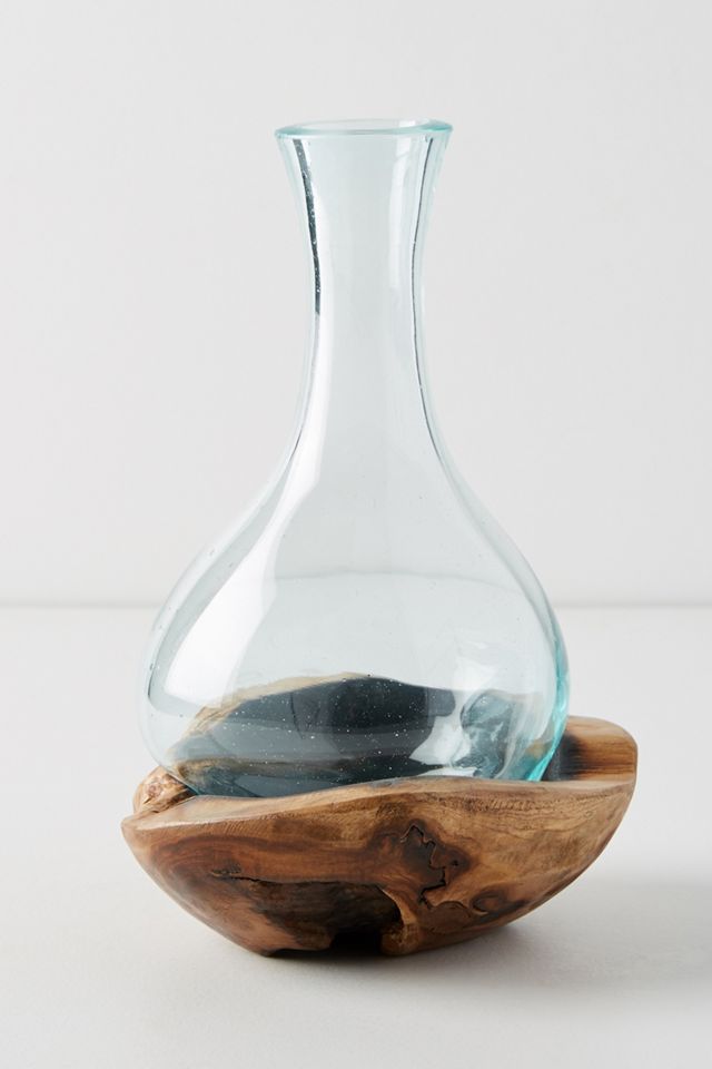 Teak & Bottle Bud Vase #1