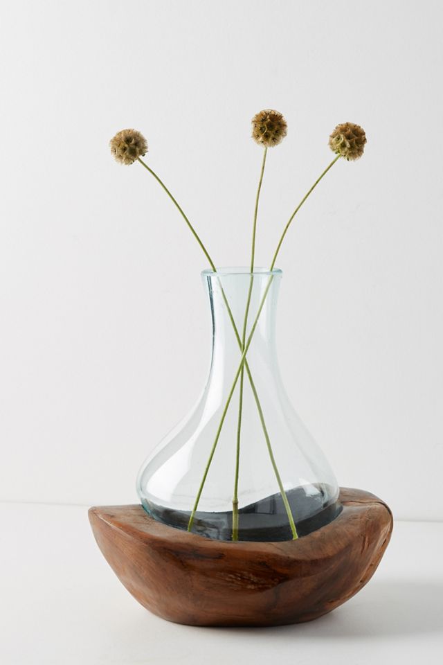 Teak & Bottle Bud Vase #7