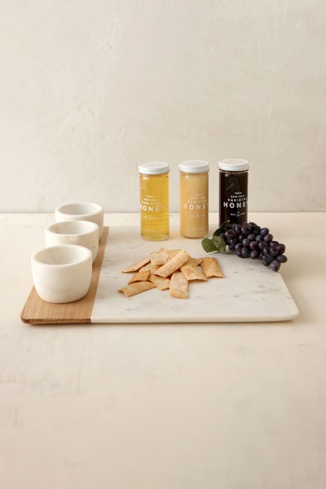 Marble + Wood Dip Trio Tray #1