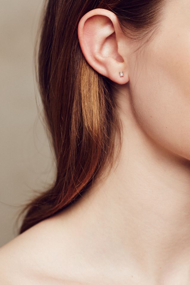 Baguette Diamond Posts in 14k Yellow Gold #1