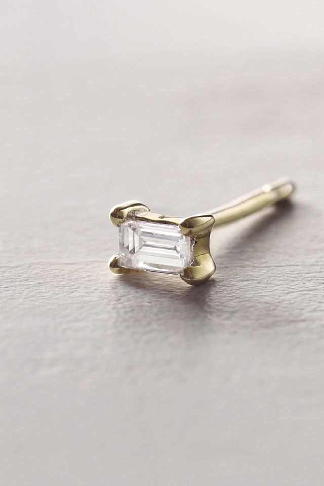 Baguette Diamond Posts in 14k Yellow Gold #2