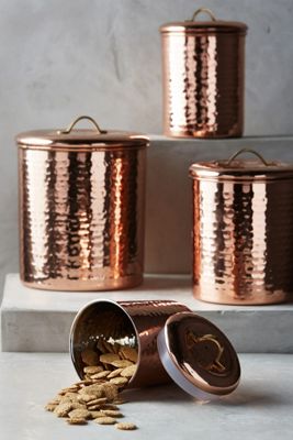 Copper-Plated Canisters, Set of 4