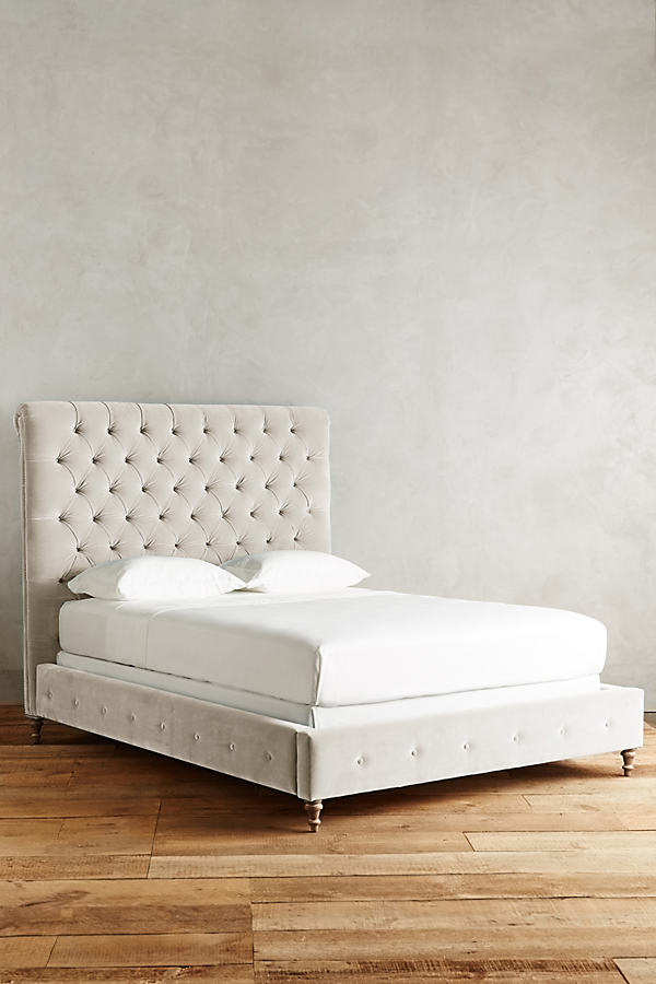 Anthropologie Velvet Orianna Bed By  In White Size Qn Top/bed