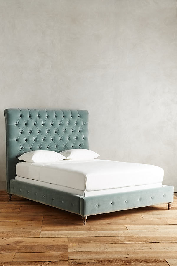 Anthropologie Velvet Orianna Bed By  In Green Size Qn Top/bed