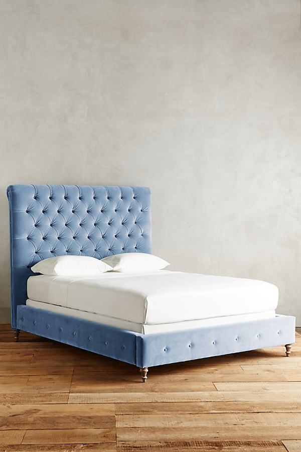 Anthropologie Velvet Orianna Bed By  In Blue Size Full