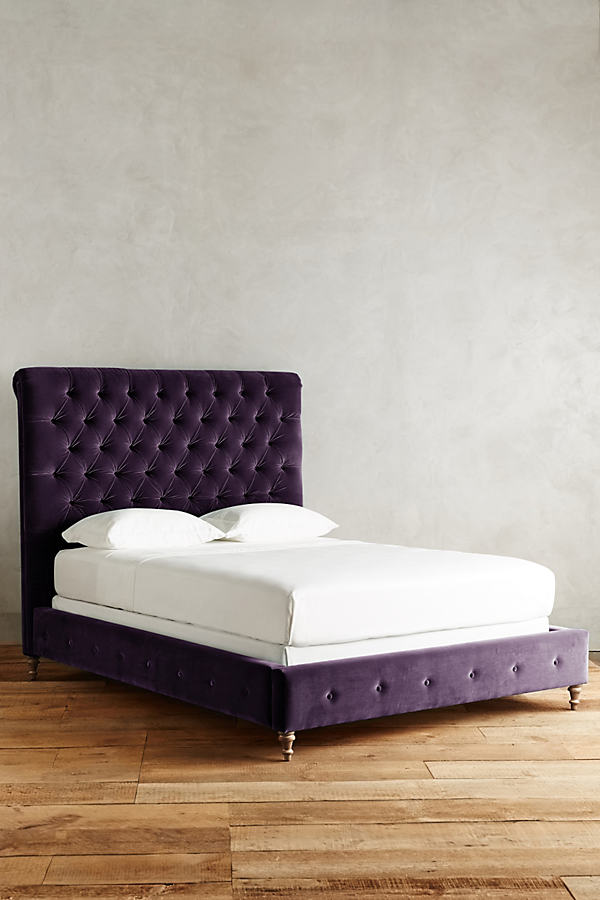 Anthropologie Velvet Orianna Bed By  In Purple Size Qn Top/bed