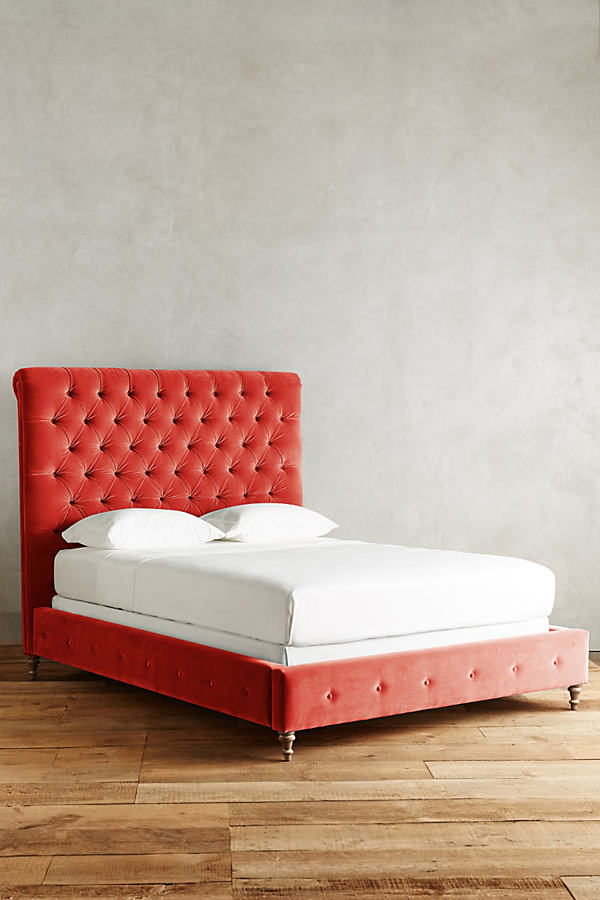 Anthropologie Velvet Orianna Bed By  In Red Size Qn Top/bed