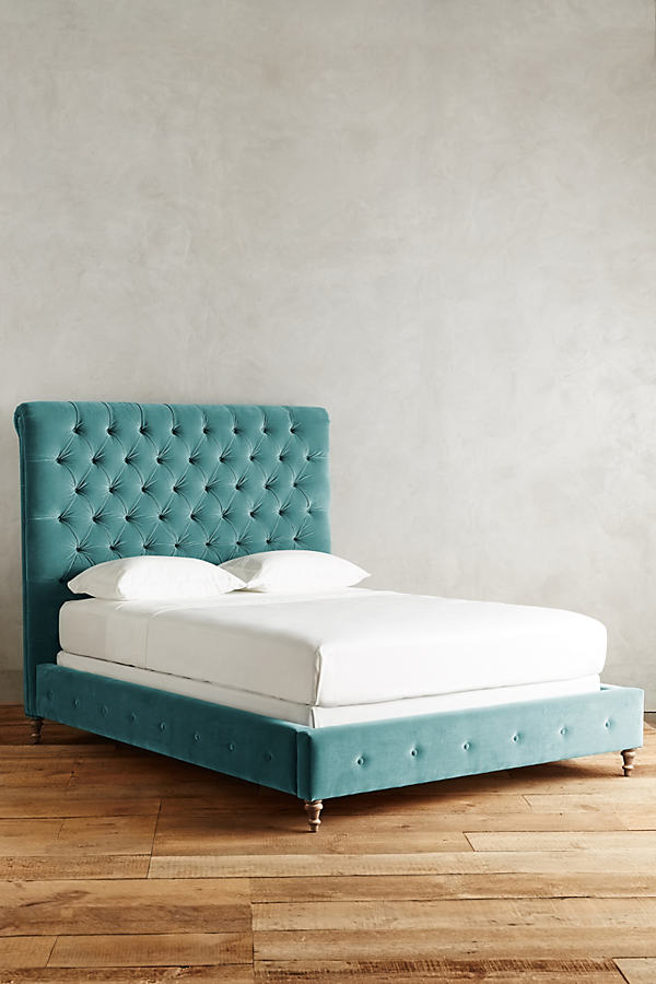 Anthropologie Velvet Orianna Bed By  In Blue Size Qn Top/bed