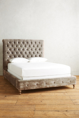 Anthropologie Slub Velvet Orianna Bed By  In White Size Cal King