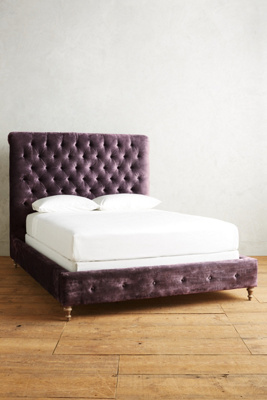 Anthropologie Slub Velvet Orianna Bed By  In Purple Size Cal King