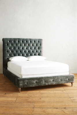 Anthropologie Slub Velvet Orianna Bed By  In Mint Size Cal King