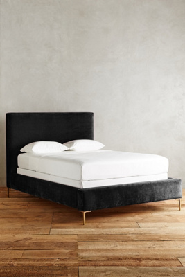Anthropologie Slub Velvet Edlyn Bed By  In Black Size Cal King