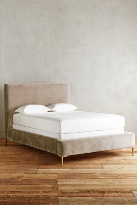 Anthropologie Slub Velvet Edlyn Bed By  In White Size Cal King