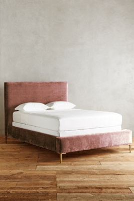 Anthropologie Slub Velvet Edlyn Bed By  In Pink Size Cal King
