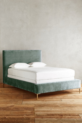 Anthropologie Slub Velvet Edlyn Bed By  In Mint Size Cal King