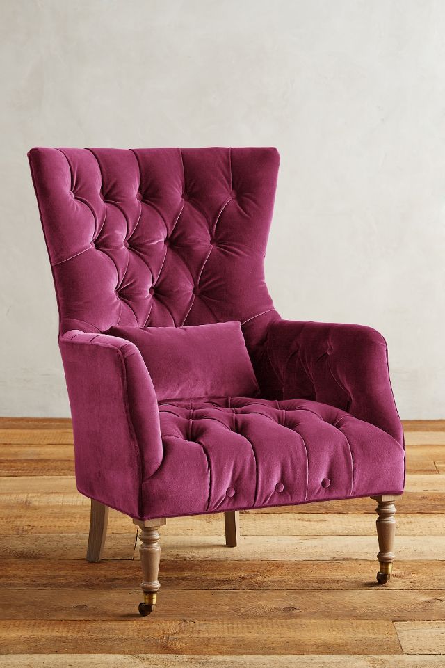 Anthropologie pink shop velvet chair