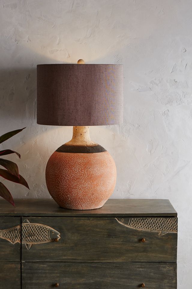 Handpainted Earthenware Lamp Ensemble #1