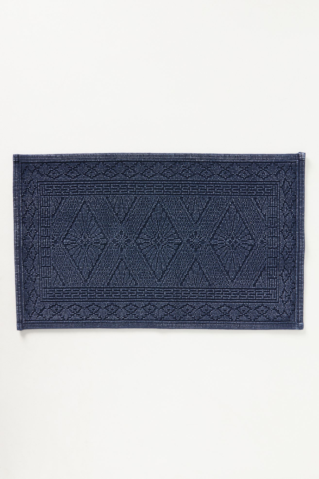 Misona Stonewashed Cotton Bath Mat - Navy, Runner