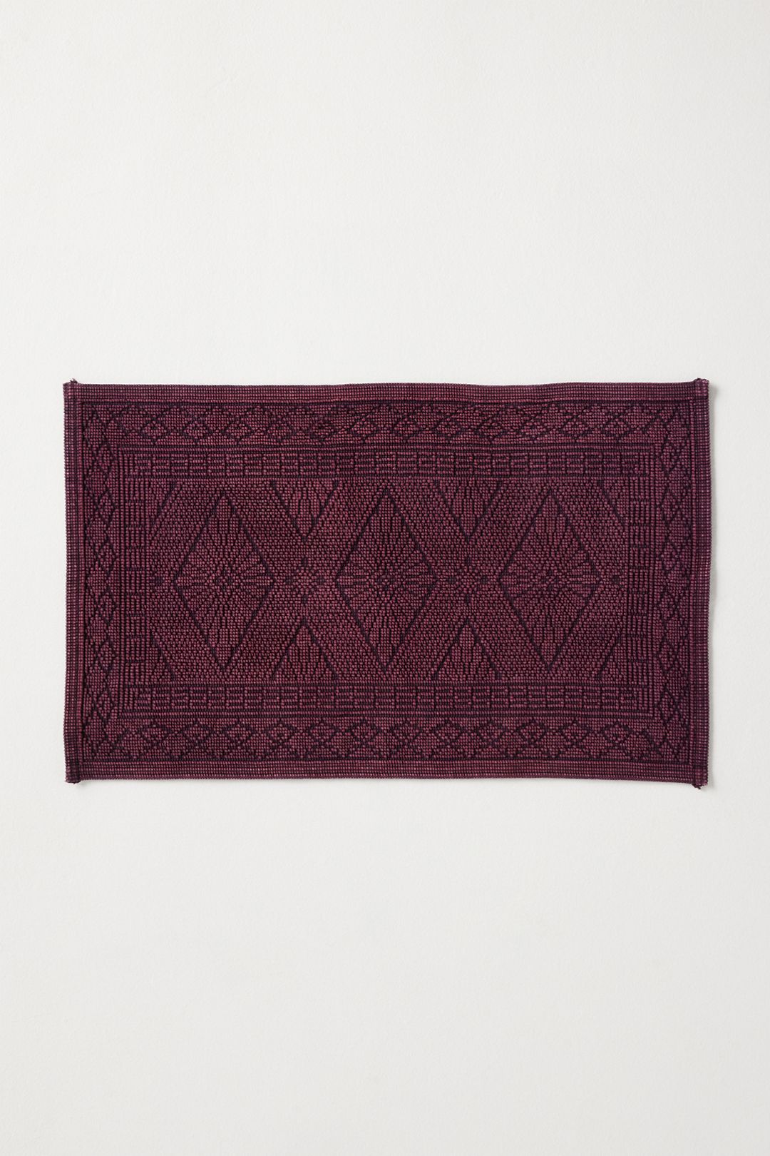 Misona Stonewashed Cotton Bath Mat - Wine, Standard, Small