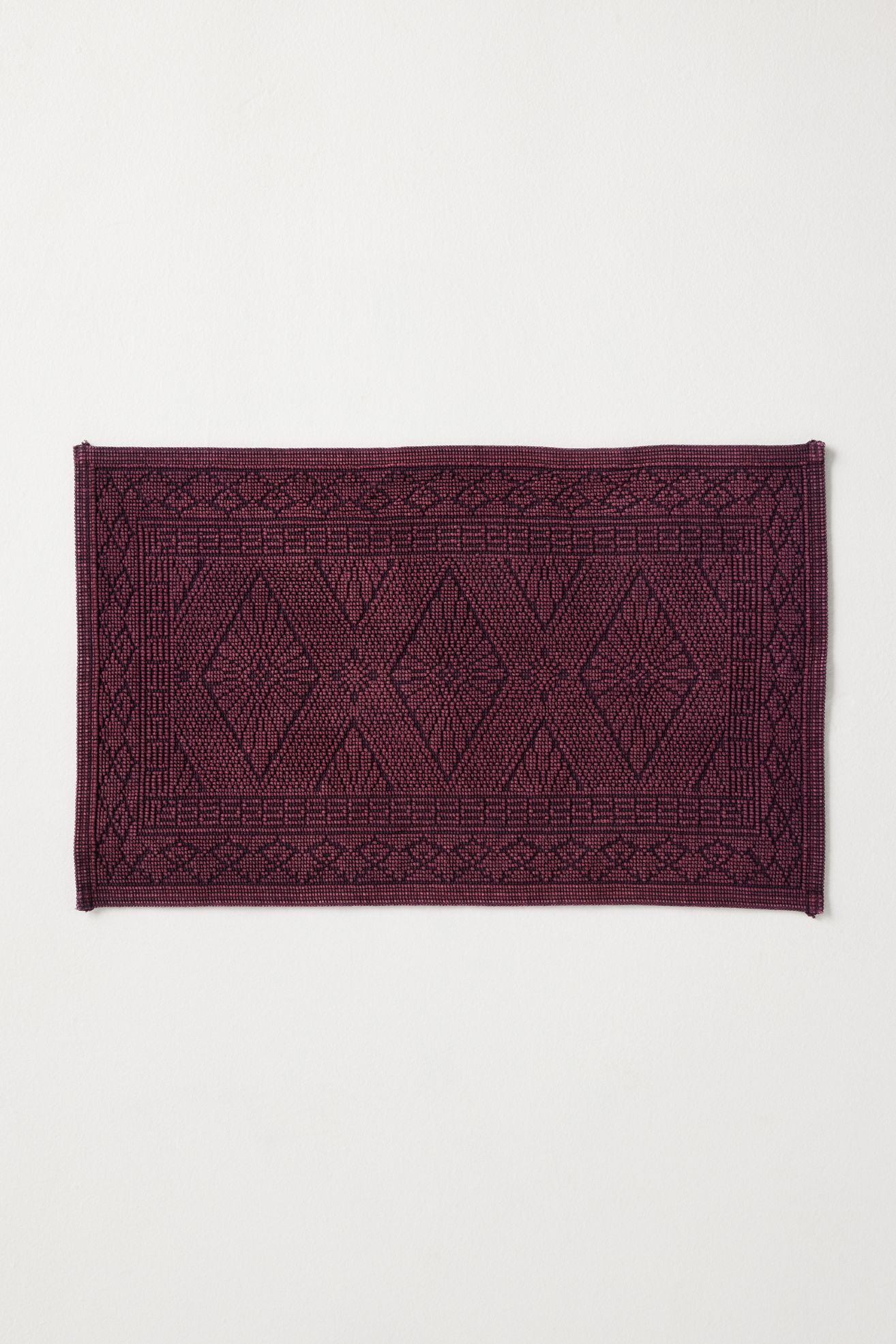 Misona Stonewashed Cotton Bath Mat - Wine, Small