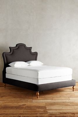 Anthropologie Linen Ainsworth Bed By  In Black Size Kg Top/bed