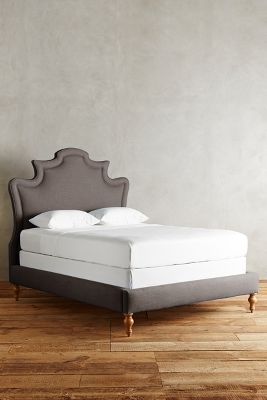 Anthropologie Linen Ainsworth Bed By  In Grey Size Kg Top/bed