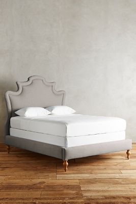 Anthropologie Linen Ainsworth Bed By  In Grey Size Qn Top/bed