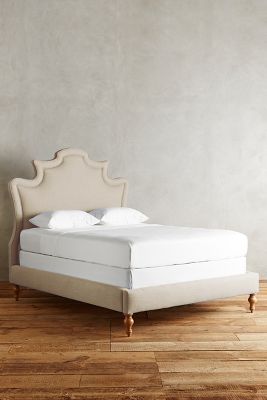 Anthropologie Linen Ainsworth Bed By  In Beige Size Qn Top/bed