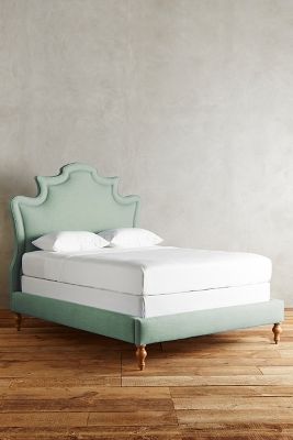 Anthropologie Linen Ainsworth Bed By  In Green Size Qn Top/bed
