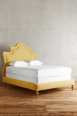 Anthropologie Linen Ainsworth Bed By  In Yellow Size Qn Top/bed