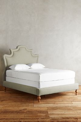 Anthropologie Linen Ainsworth Bed By  In Mint Size Kg Top/bed