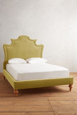 Anthropologie Velvet Ainsworth Bed By  In Green Size Kg Top/bed