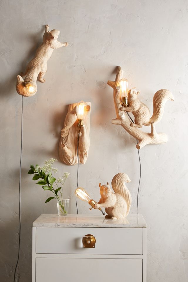 Squirrel On Branch Handcarved Woodlore Sconce #2