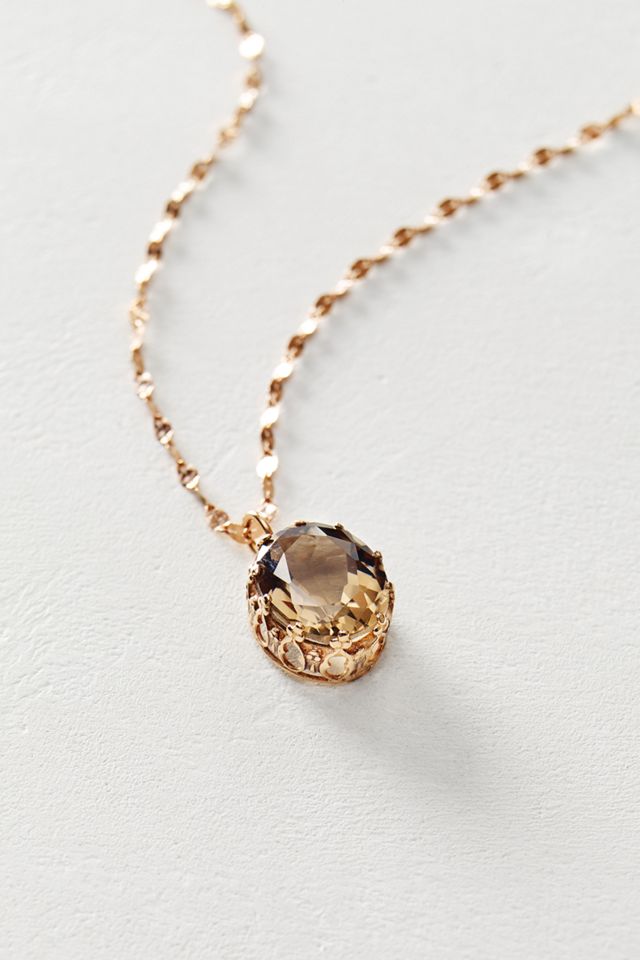 Smoky Quartz Pendant Necklace In 14k Rose Gold #2