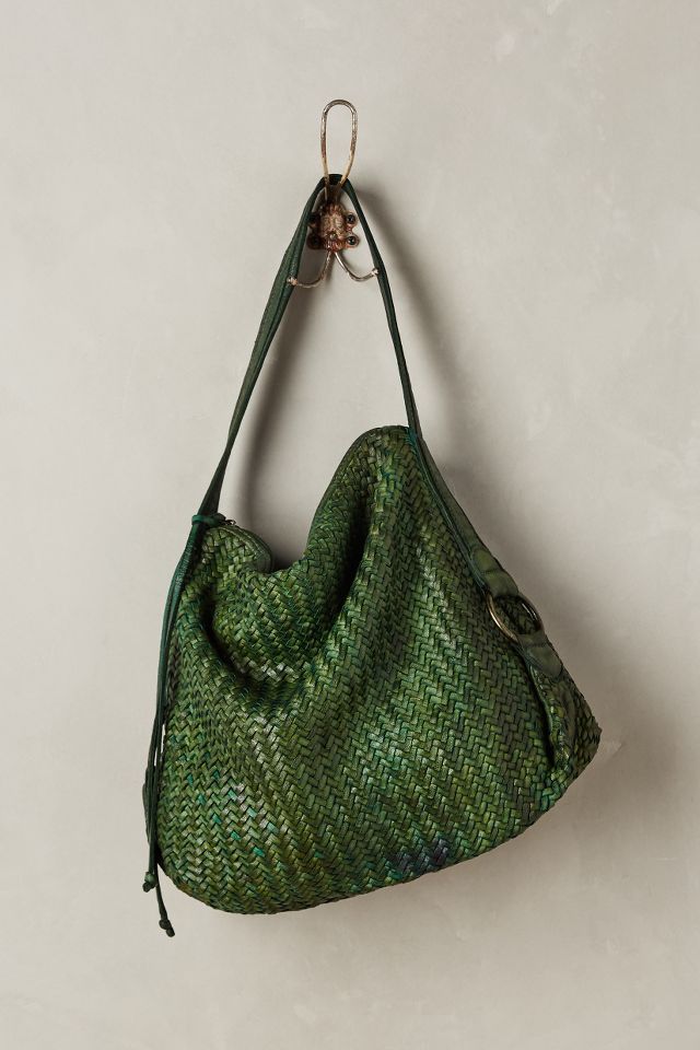 Woven best sale leather hobo