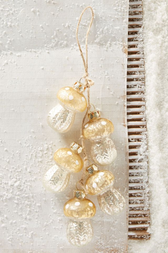 Glittering Mushroom Cluster Ornament