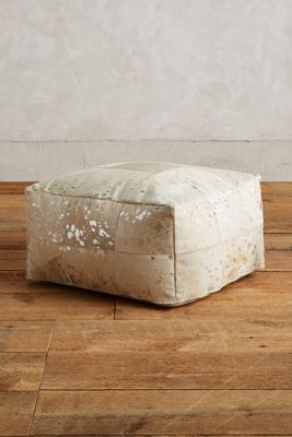 Metallic Patchwork Hide Pouf