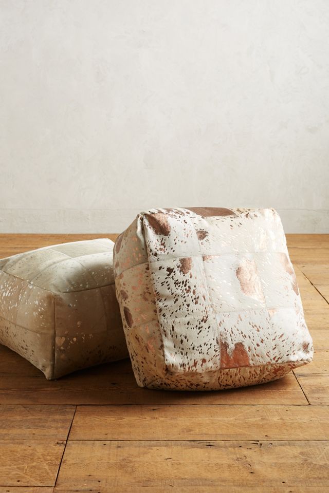 Metallic Patchwork Hide Pouf #1