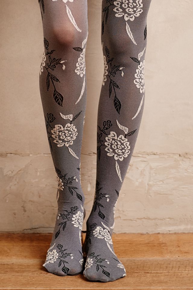 Textured Floral Tights