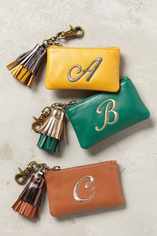 Tasseled Monogram Coin Pouch