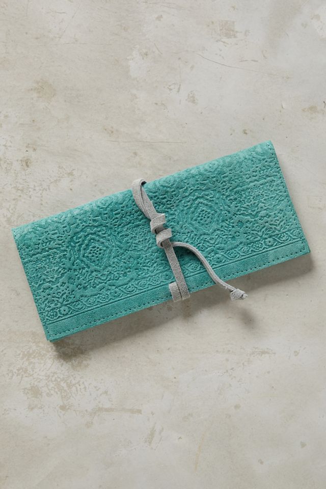 Embossed Suede Pencil Pouch